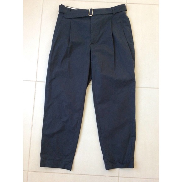 Officine Generale Pierre Cuffed Pants High Waist Pleated Cotton - Picture 1 of 13